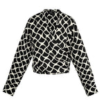 Wrap Blouse Aesthetic Print Black White
