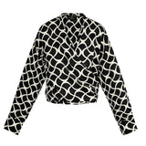 Wrap Blouse Aesthetic Print Black White