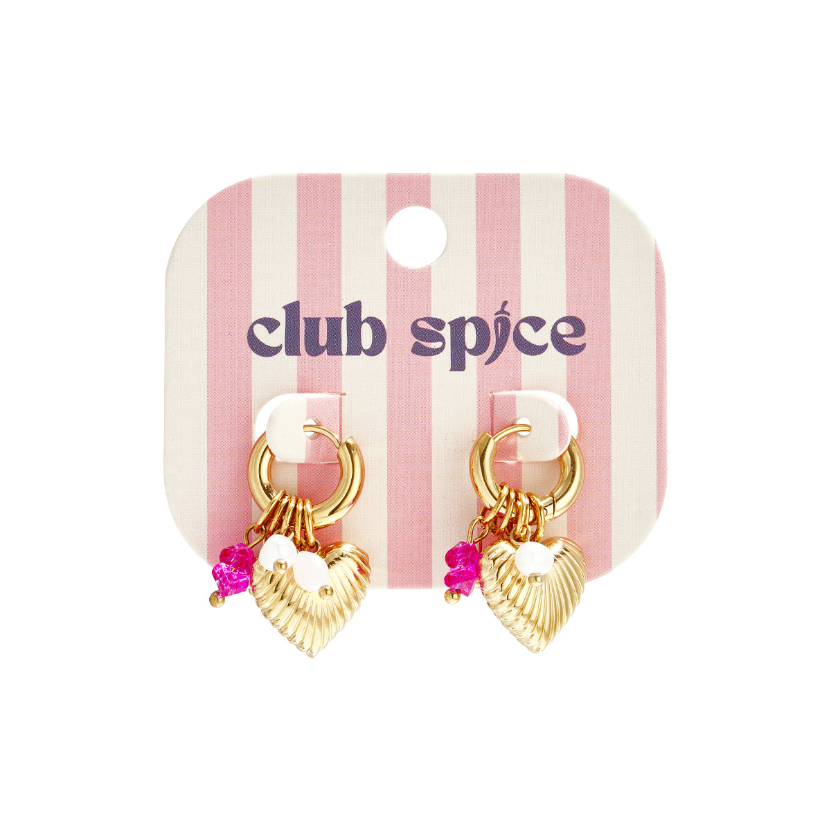 Seashell Heart Charm Oorbellen Goudkleurig zijkant - Mae Lilly