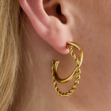 Organic Braided Hoop Oorbellen Zilverkleurig