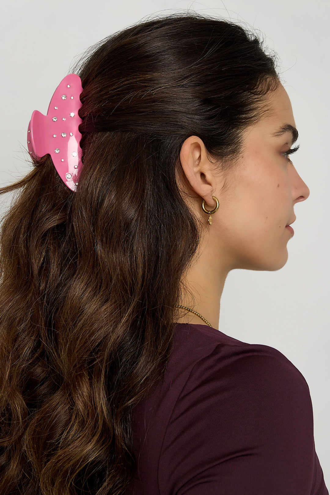 Haarklem Chocolate Strass zijkant - Mae Lilly