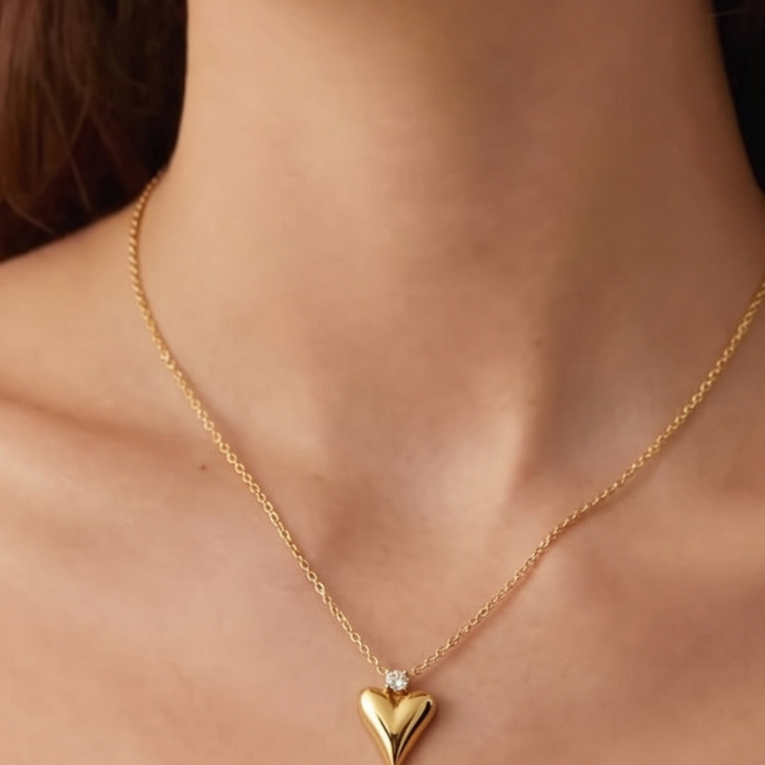 Mini Heart Pendant Ketting Zilverkleurig