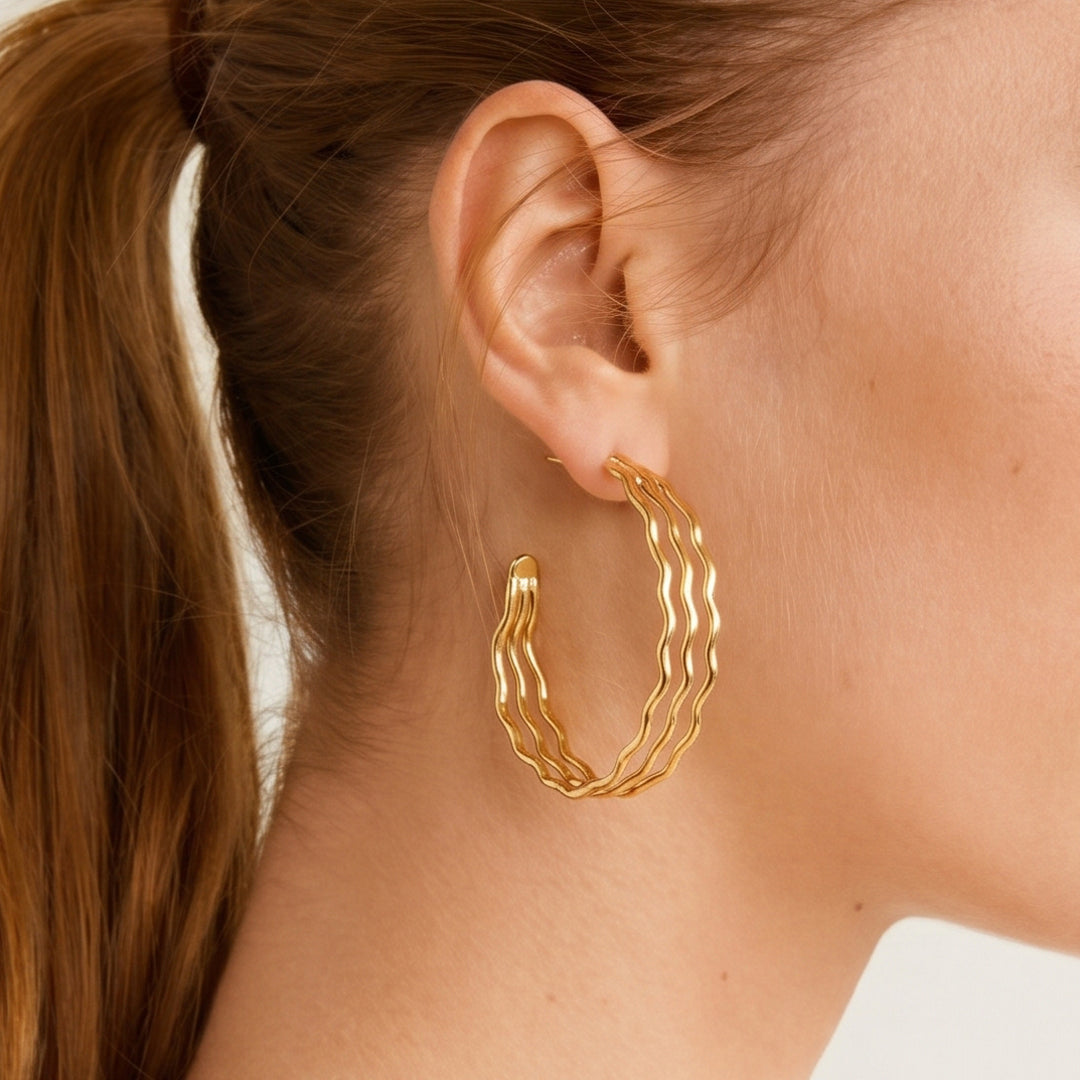 Zigzag Creoles Oorbellen Goudkleurig