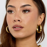 Ribbed Hoops Oorbellen Goudkleurig