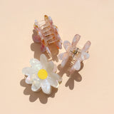 Hair clip Daisy Flower Gold &amp; Pink