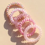 Rubber Twist Haarelastiekjes 6 - Pack Shiny Pink Dots