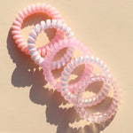 Rubber Twist Haarelastiekjes 6 - Pack Shiny Lila Pink