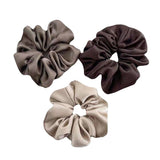 Satijnen scrunchie set natural browns