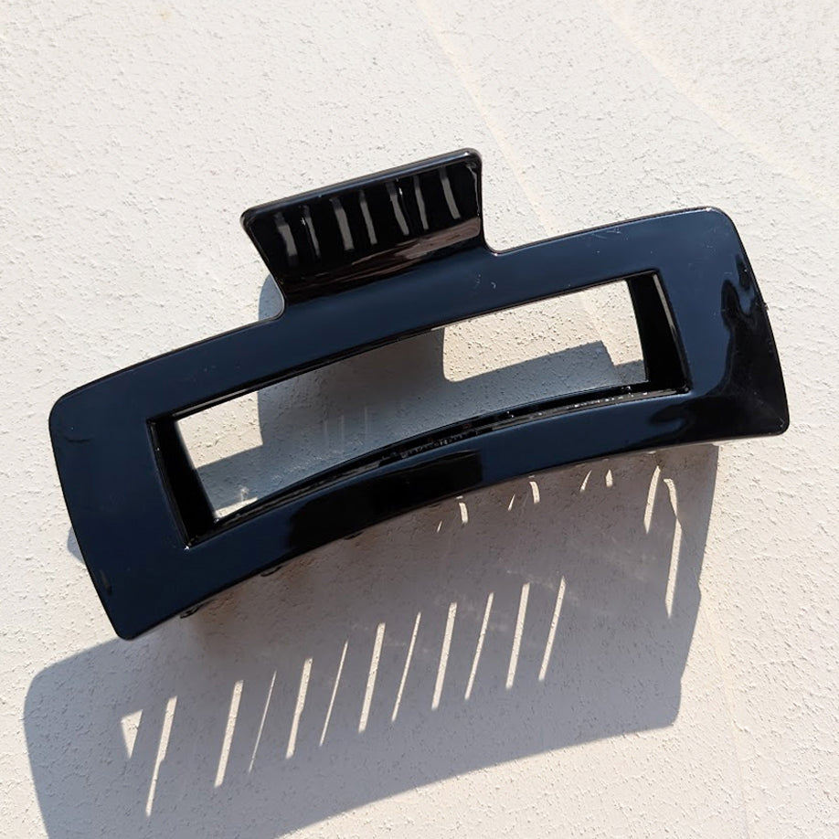 Haarklem Glanzend Recht XXL Black zijkant - Mae Lilly