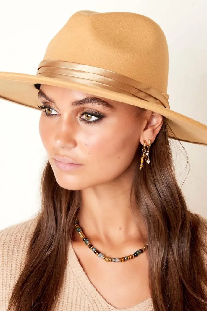 Fedora Hoed Lint Camel Brown