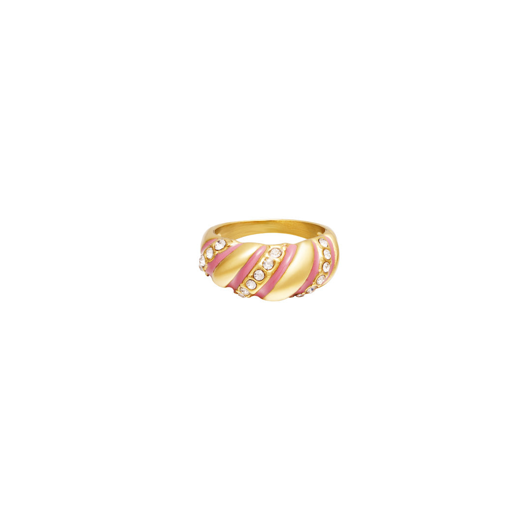 Candy Pink Baguette Ring Goud