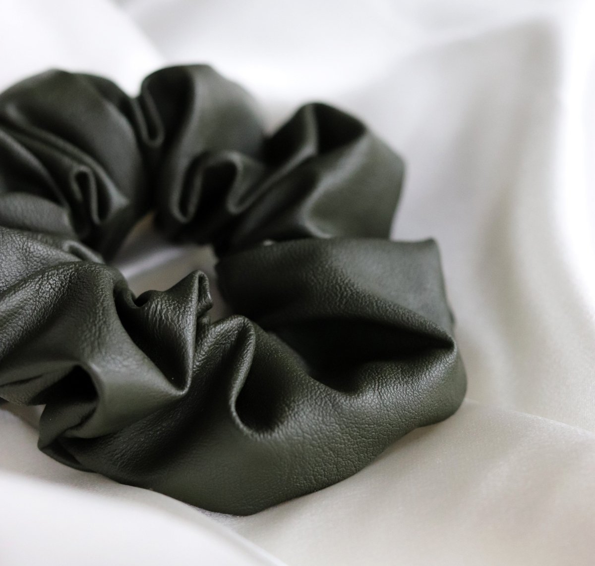 Mae - Lilly Faux Leather Scrunchie Forest Green