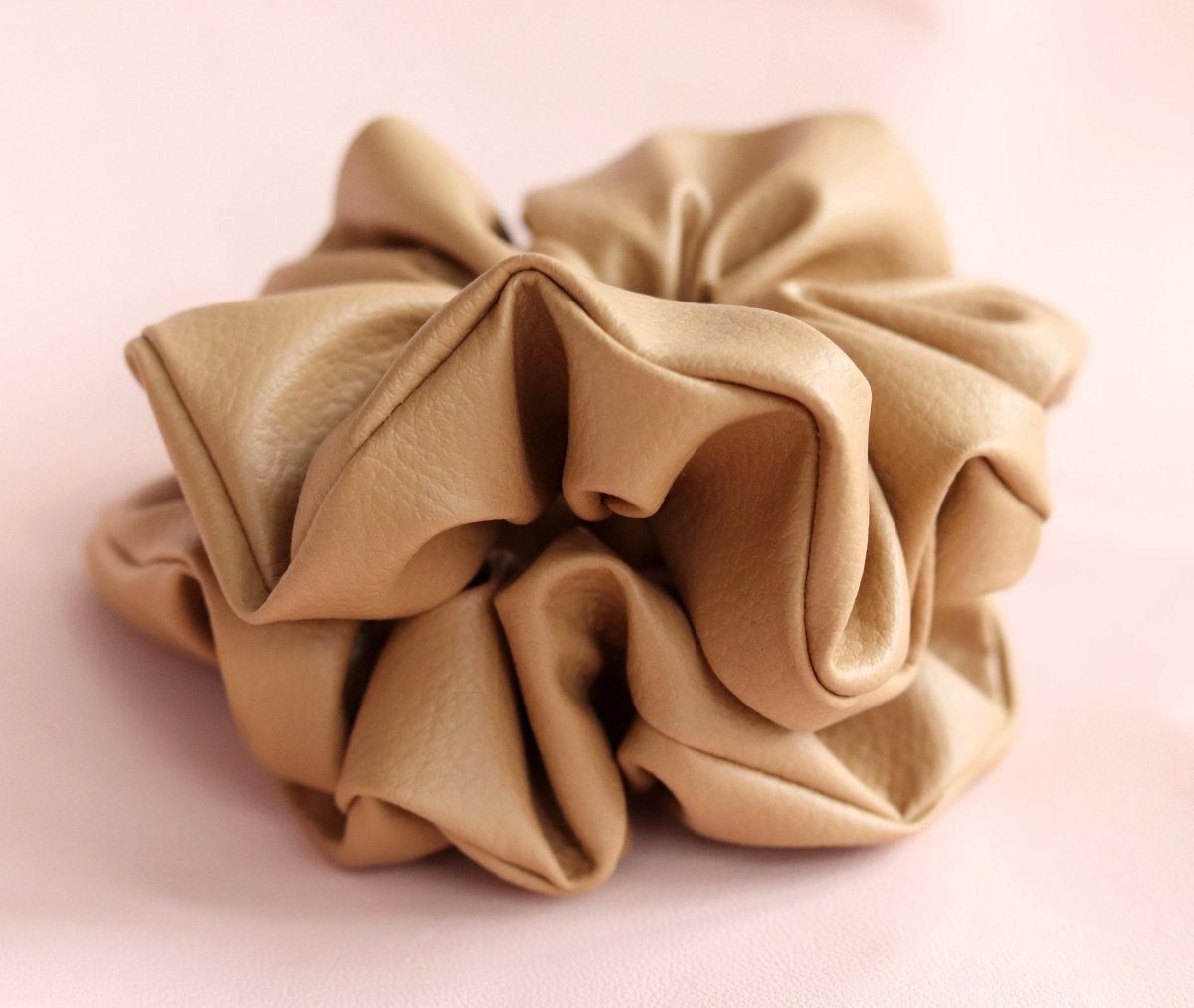 Mae - Lilly Faux Leather Scrunchie Camel
