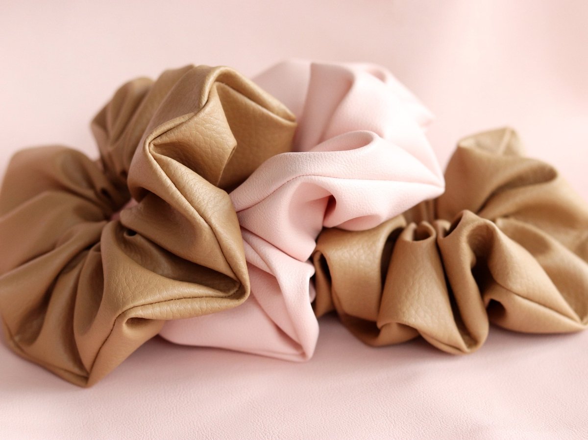 Mae - Lilly Faux Leather Scrunchie Camel