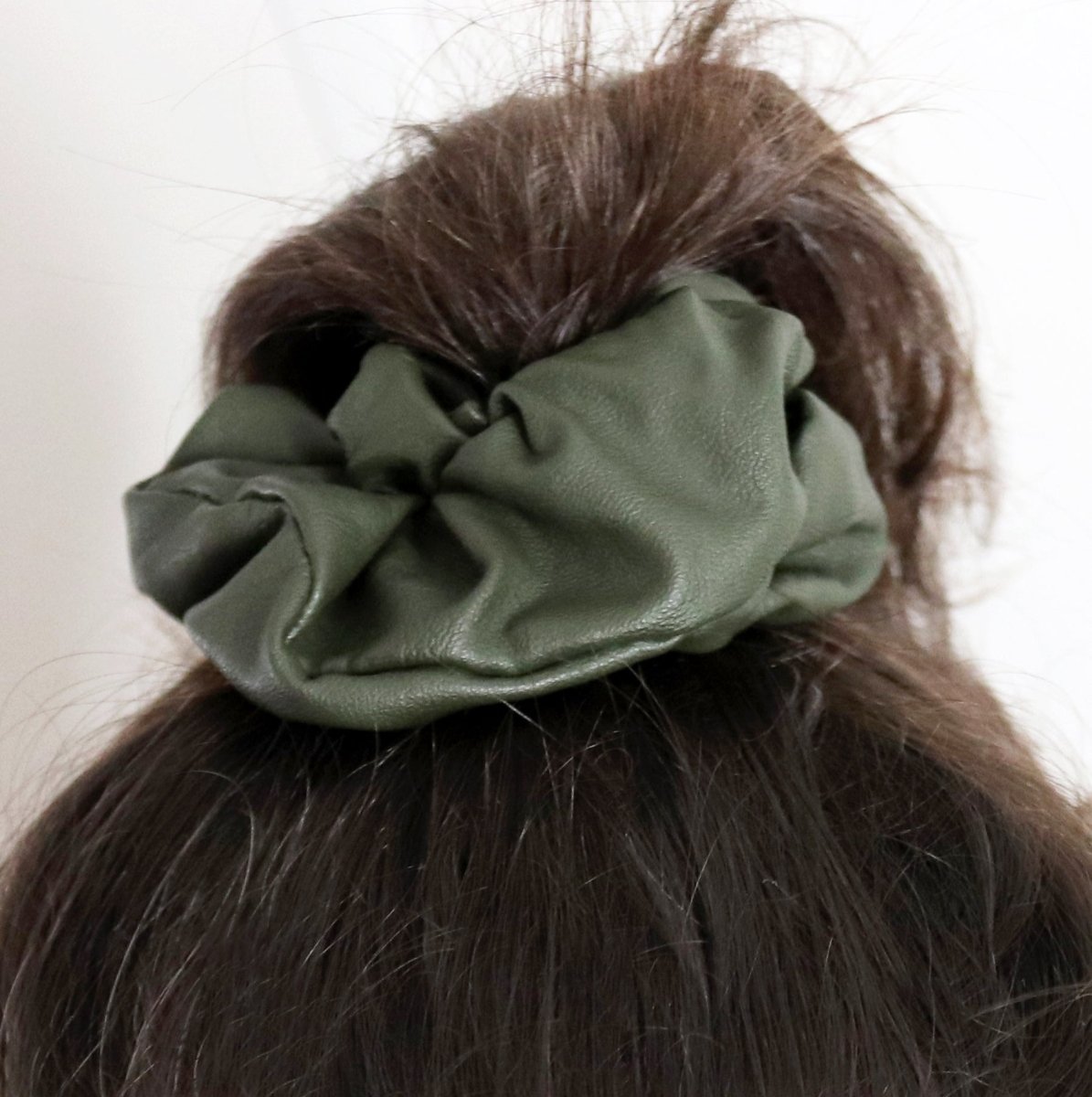 Mae - Lilly Faux Leather Scrunchie Forest Green