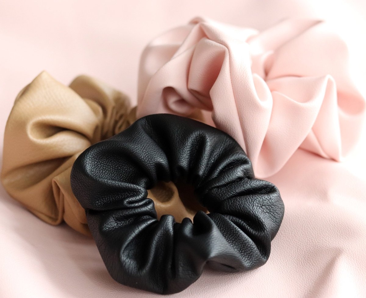 Mae - Lilly Faux Leather Scrunchie Camel