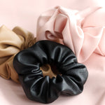 Mae - Lilly Faux Leather Scrunchie Camel