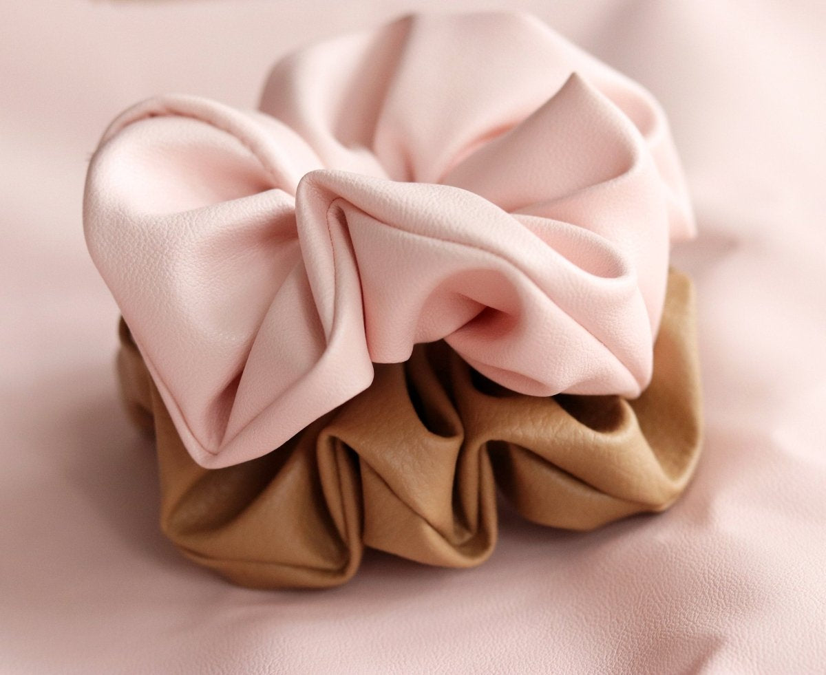 Mae - Lilly Faux Leather Scrunchie Camel