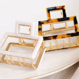 Hair Clip Open Marble Brown