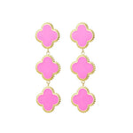 Hot Pink Clovers Oorbellen Goudkleurig