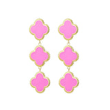 Hot Pink Clovers Oorbellen Goudkleurig