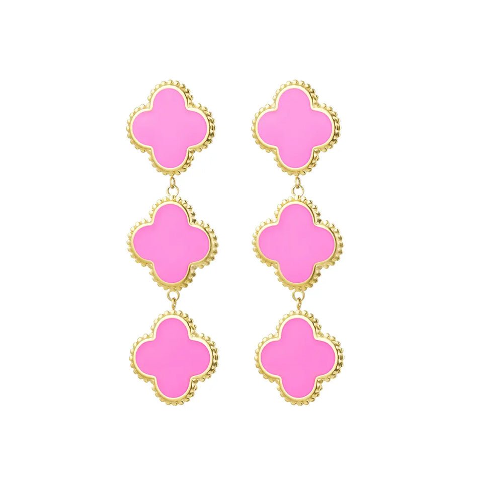 Hot Pink Clovers Oorbellen Goudkleurig