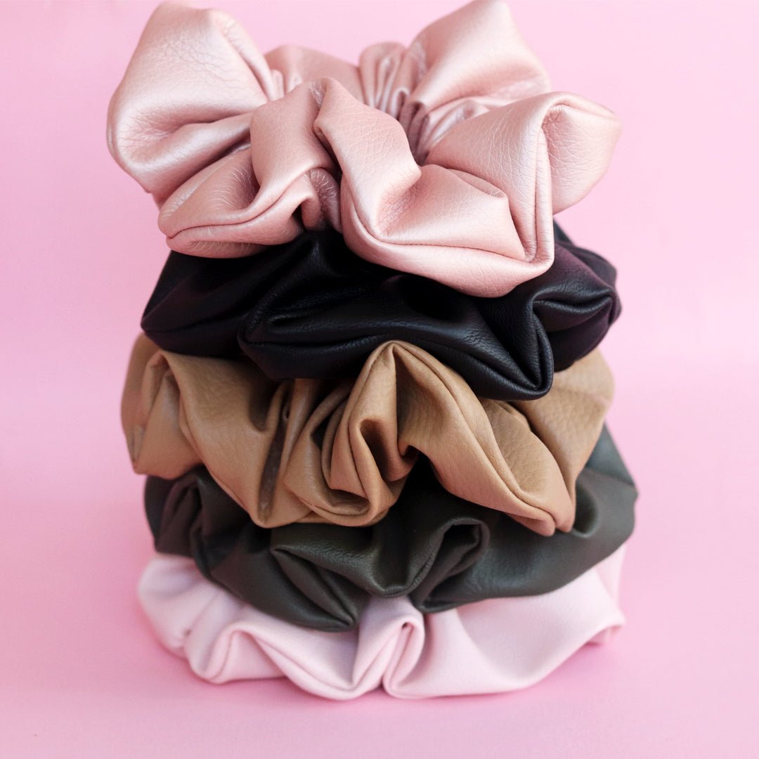 Mae - Lilly Faux Leather Scrunchie Camel