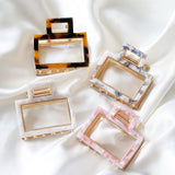 Hair Clip Open Marble Brown