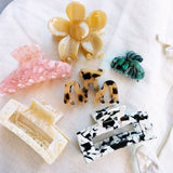 Hairclip Marble Oval Spring Rose